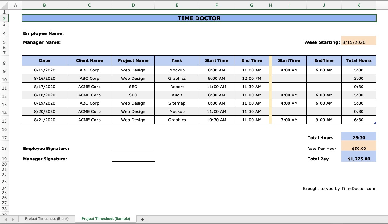 Project Timesheet Template Excel from biz30.timedoctor.com